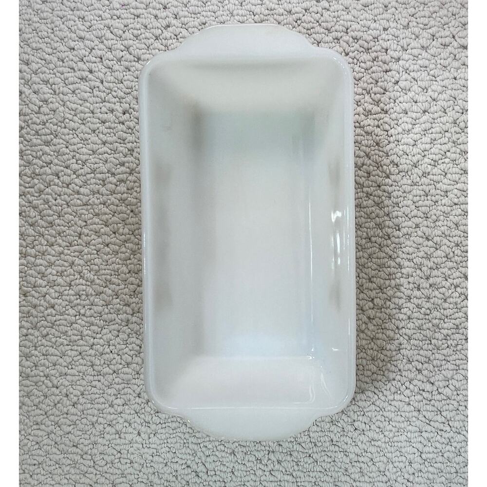 Anchor Hocking Fire King Wheat Pattern Milk Glass Loaf Baking Pan 10.5" VTG USA - Picture 3 of 8